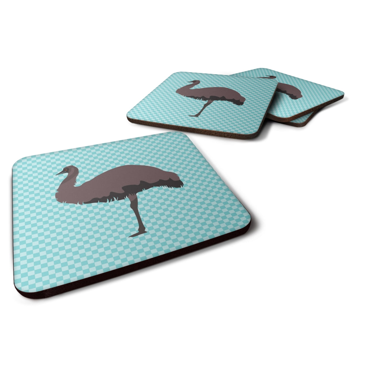 Emu Blue Check Foam Coaster, Set of 4