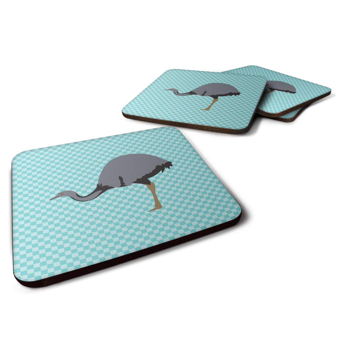 Rhea Blue Check Foam Coaster, Set of 4