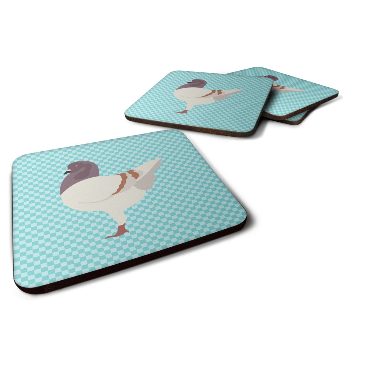 German Modena Pigeon Blue Check Foam Coaster