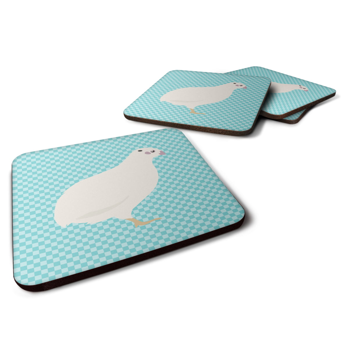 Texas Quail Blue Check Foam Coaster