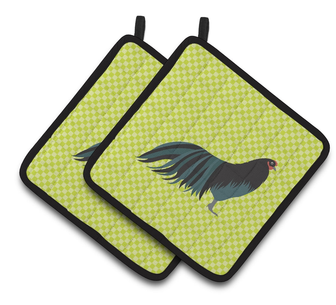 Sumatra Chicken Green Pair of Pot Holders - Green