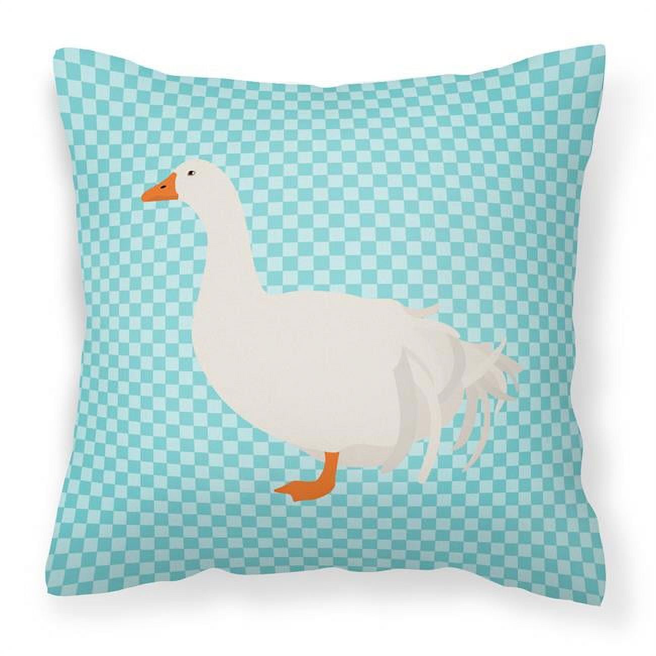 Sebastopol Goose Blue Check Fabric Decorative Pillow - 18 x 18 in.