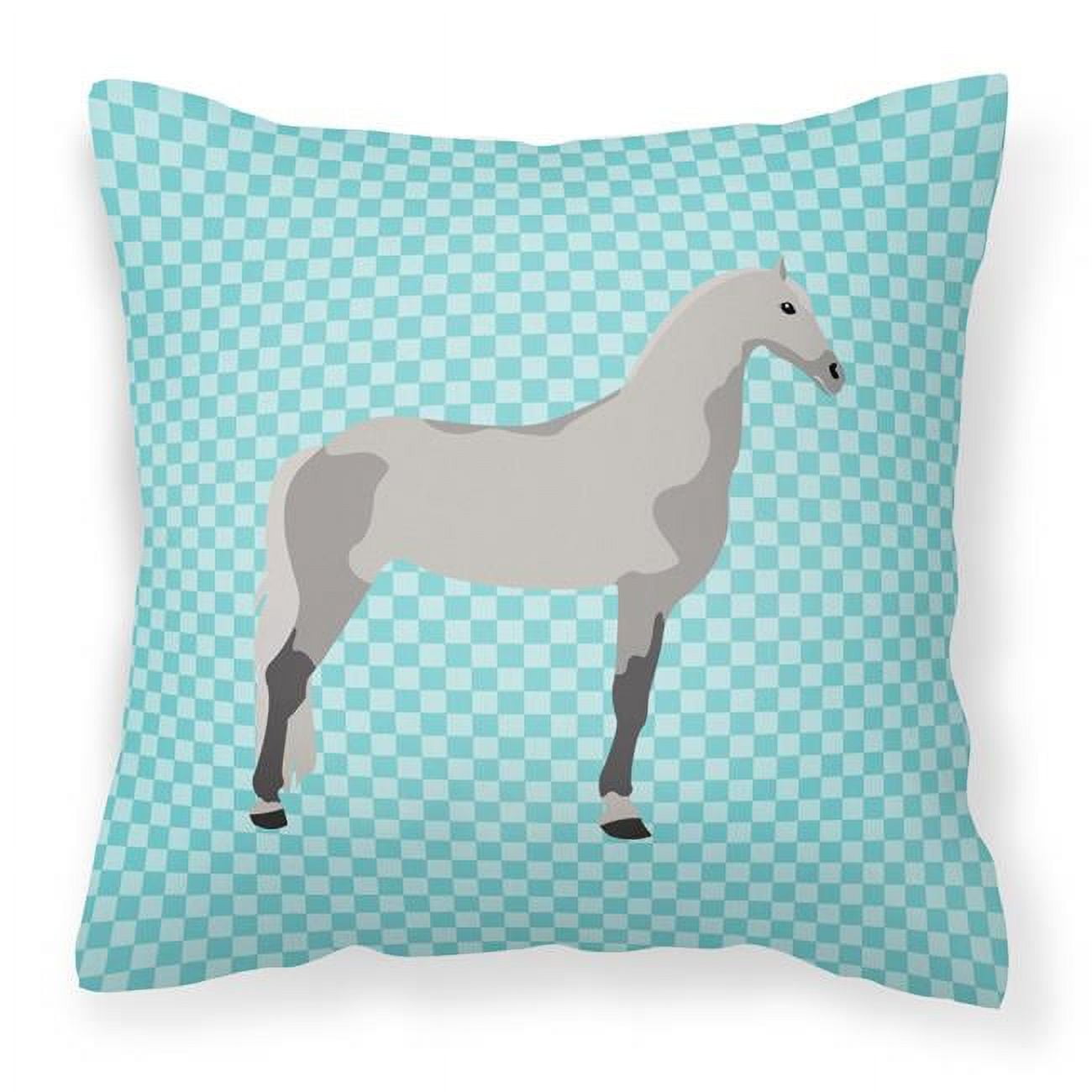 Orlov Trotter Horse Blue Check Fabric Decorative Pillow - 18 x 18 in.