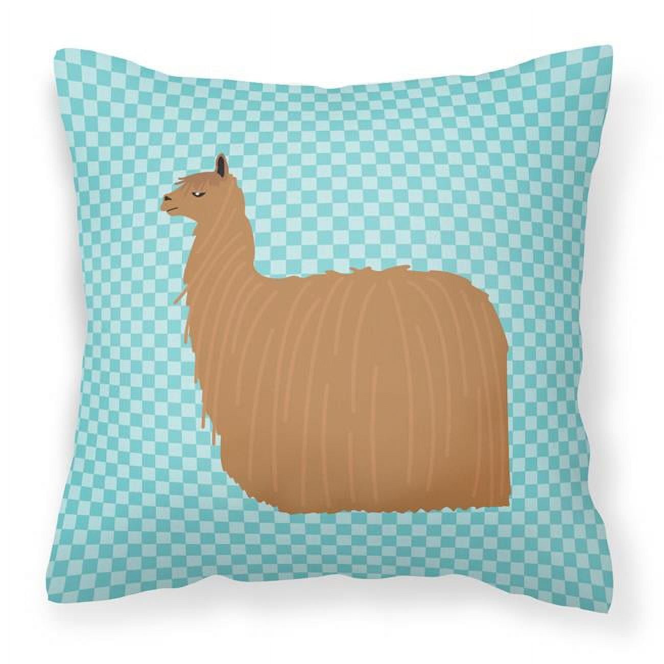 Alpaca Suri Blue Check Fabric Decorative Pillow - 18 x 18 in.