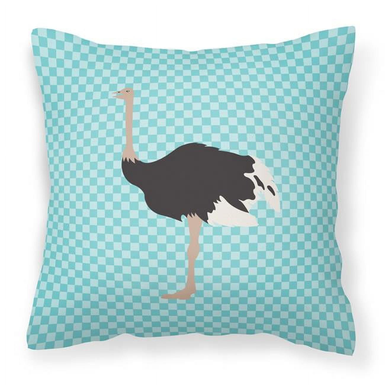 Common Ostrich Blue Check Fabric Decorative Pillow - 18 x 18 in.