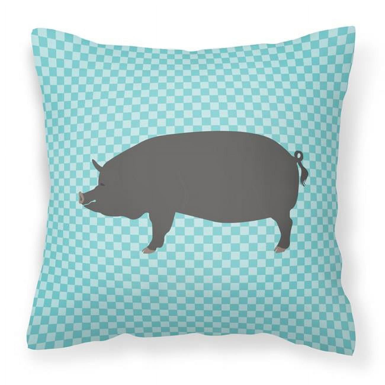 Berkshire Pig Blue Check Fabric Decorative Pillow - 18 x 18 in.