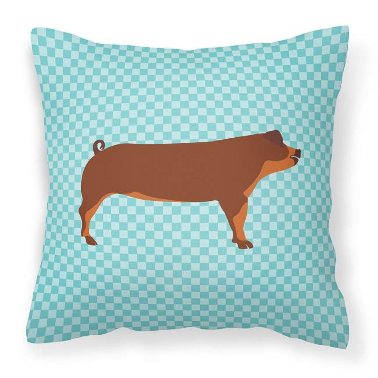 Duroc Pig Blue Check Fabric Decorative Pillow - 18 x 18 in.