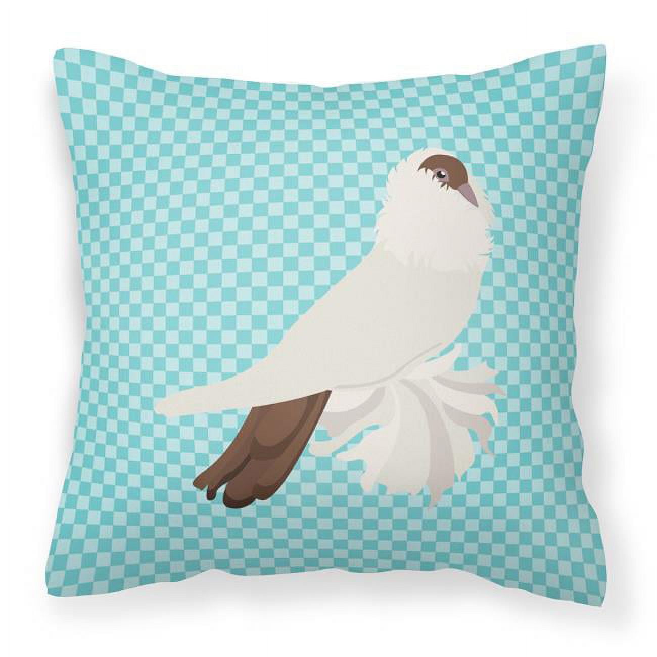 German Helmet Pigeon Blue Check Fabric Decorative Pillow - Blue - 18 x 18 in.