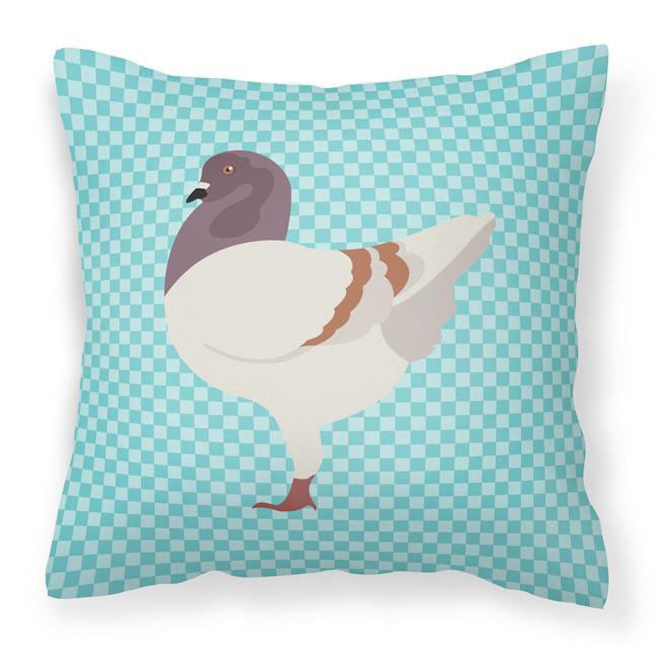 German Modena Pigeon Blue Check Fabric Decorative Pillow - 18 x 18 in.