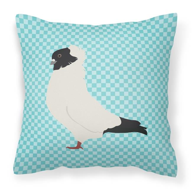 Nun Pigeon Blue Check Fabric Decorative Pillow - 18 x 18 in.