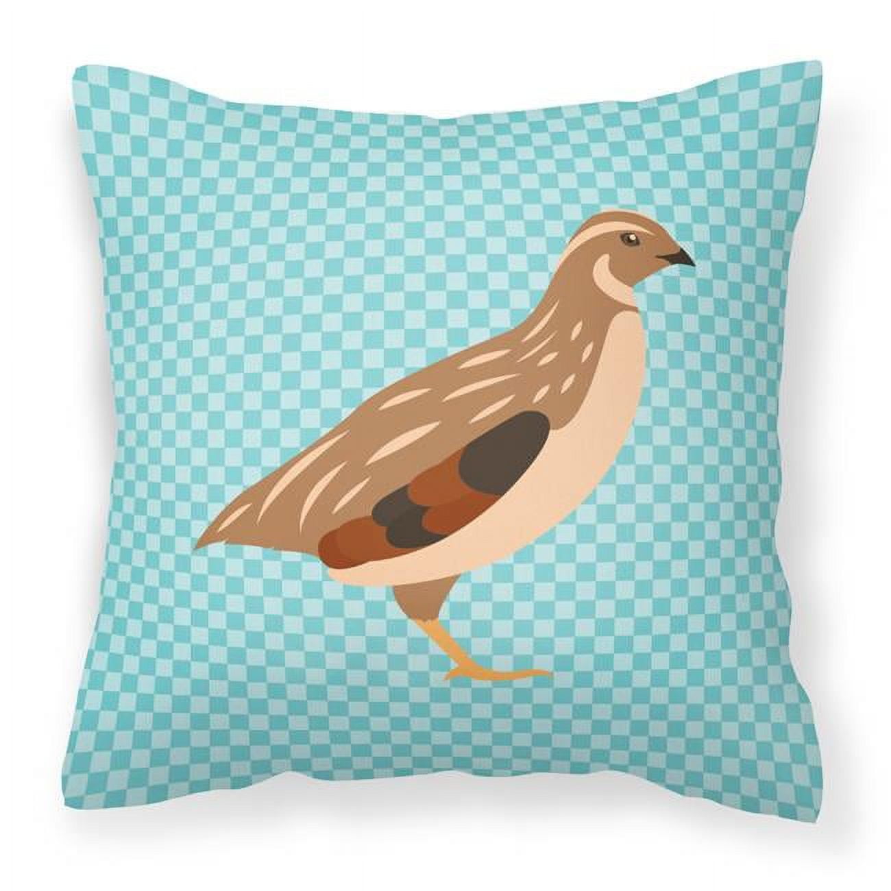 Golden Phoenix Quail Blue Check Fabric Decorative Pillow - 18 x 18 in.