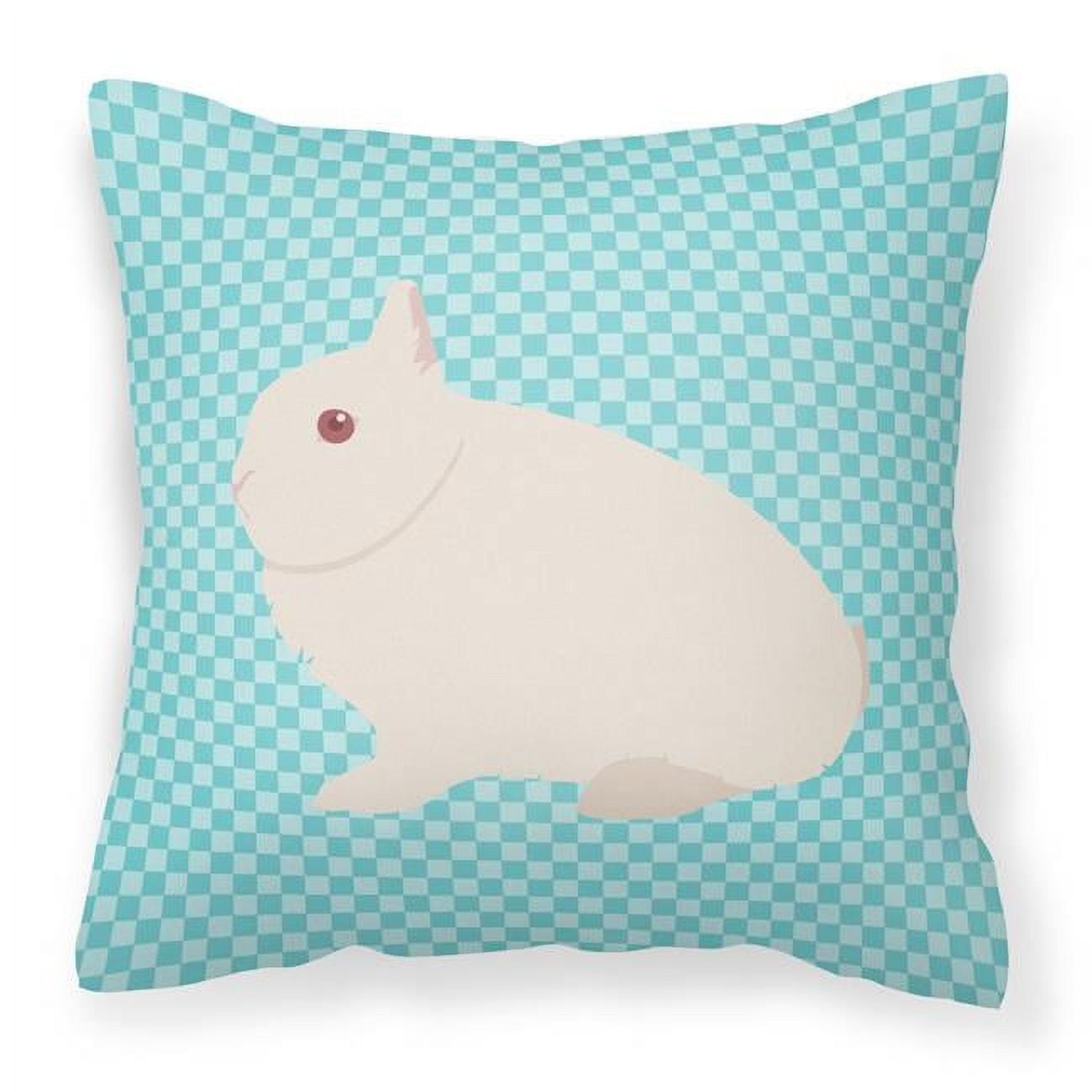 Hermelin Rabbit Blue Check Fabric Decorative Pillow - 18 x 18 in.