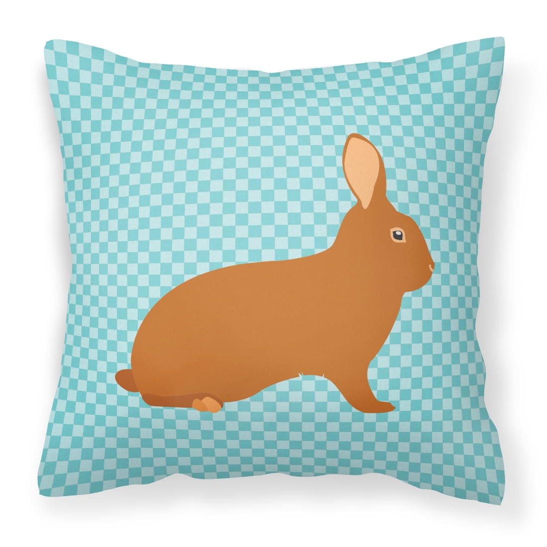 Rex Rabbit Blue Check Fabric Decorative Pillow - 18 x 18 in.