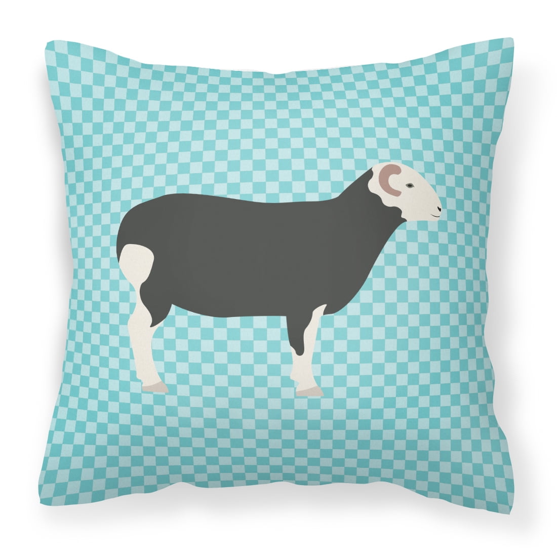 Herwick Sheep Blue Check Fabric Decorative Pillow - 18 x 18 in.