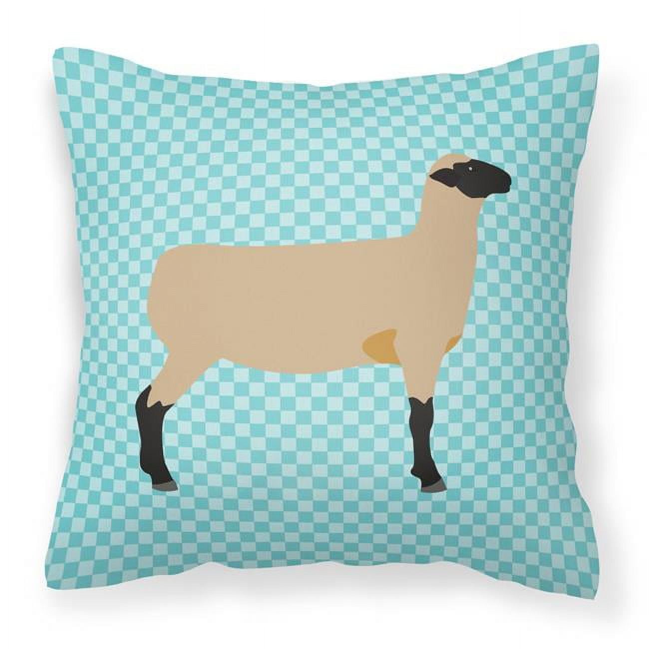 Hampshire Down Sheep Blue Check Fabric Decorative Pillow - 18 x 18 in.