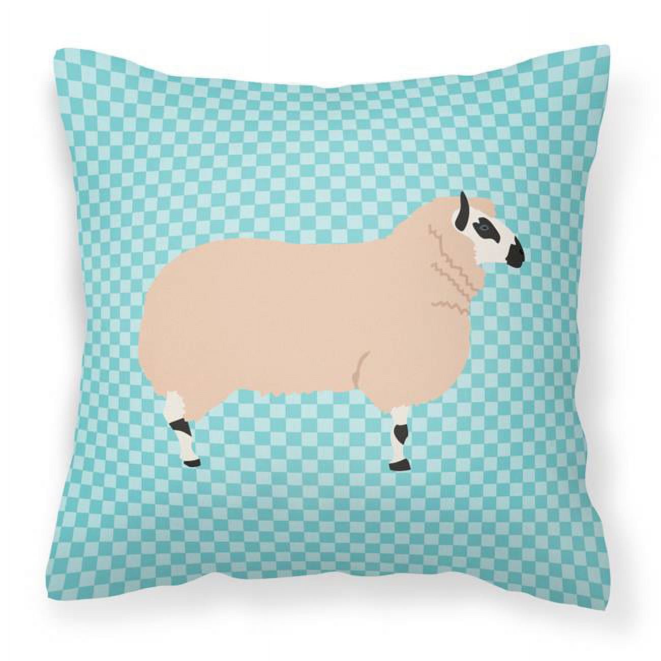Kerry Hill Sheep Blue Check Fabric Decorative Pillow - 18 x 18 in.