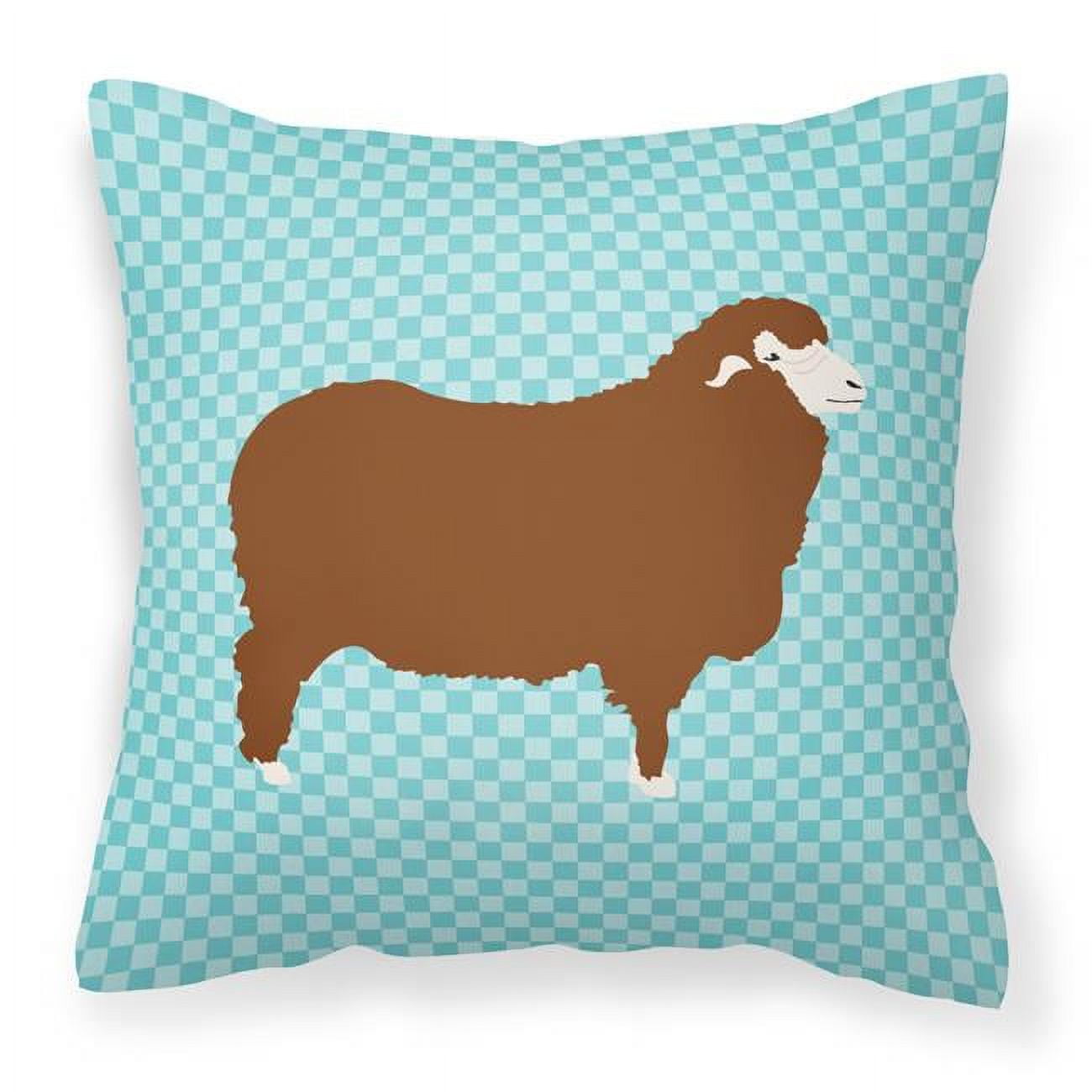 Merino Sheep Blue Check Fabric Decorative Pillow - 18 x 18 in.