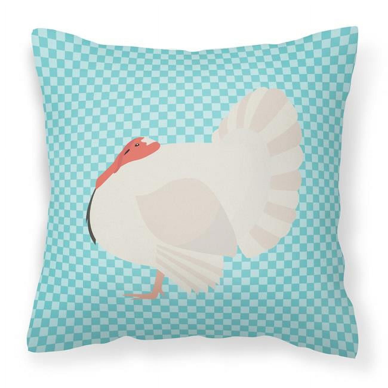 White Holland Turkey Blue Check Fabric Decorative Pillow - 18 x 18 in.