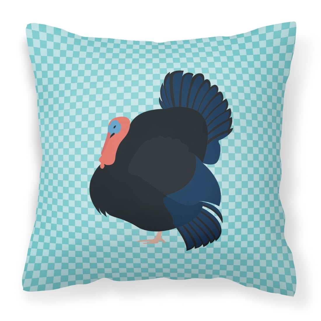 Norfolk Black Turkey Blue Check Fabric Decorative Pillow - 18 x 18 in.