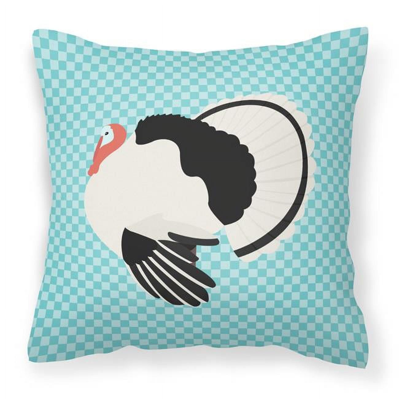 Royal Palm Turkey Blue Check Fabric Decorative Pillow - 18 x 18 in.