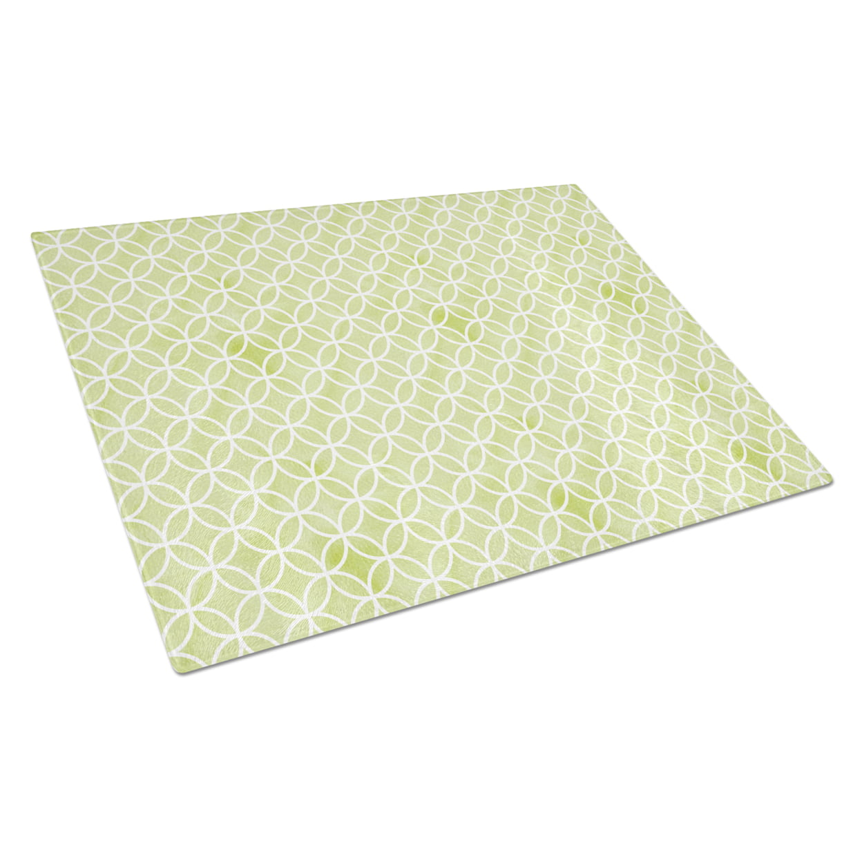Gemoetric Circles on Green Watercolor Glass Cutting Board, Large