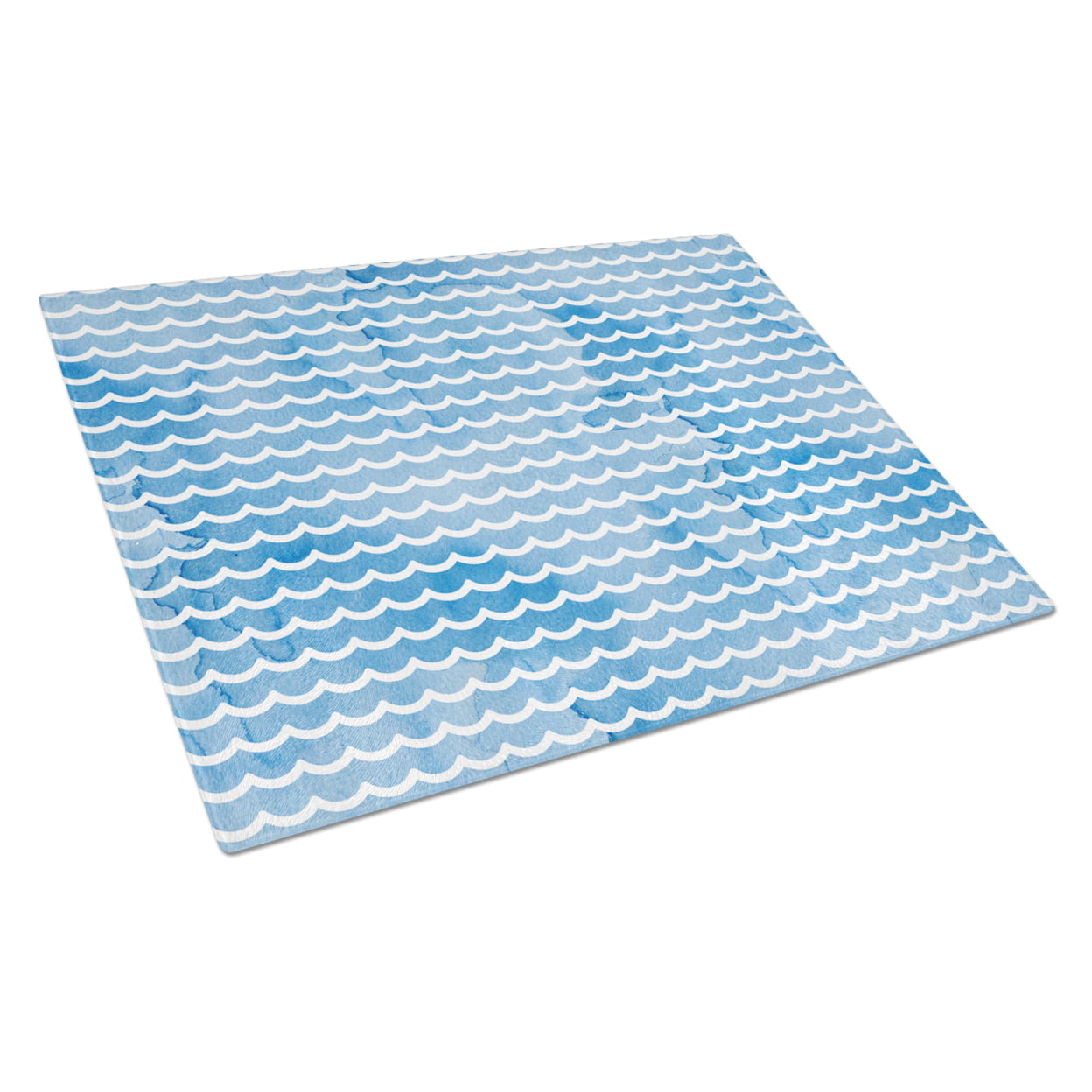 Beach Watercolor Waves Glass Cutting Board - Large
