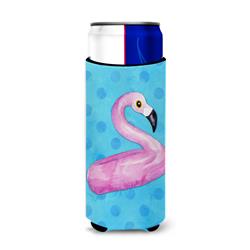 Flamingo Floaty Blue Polkadot Michelob Ultra Hugger for Slim Cans - Blue