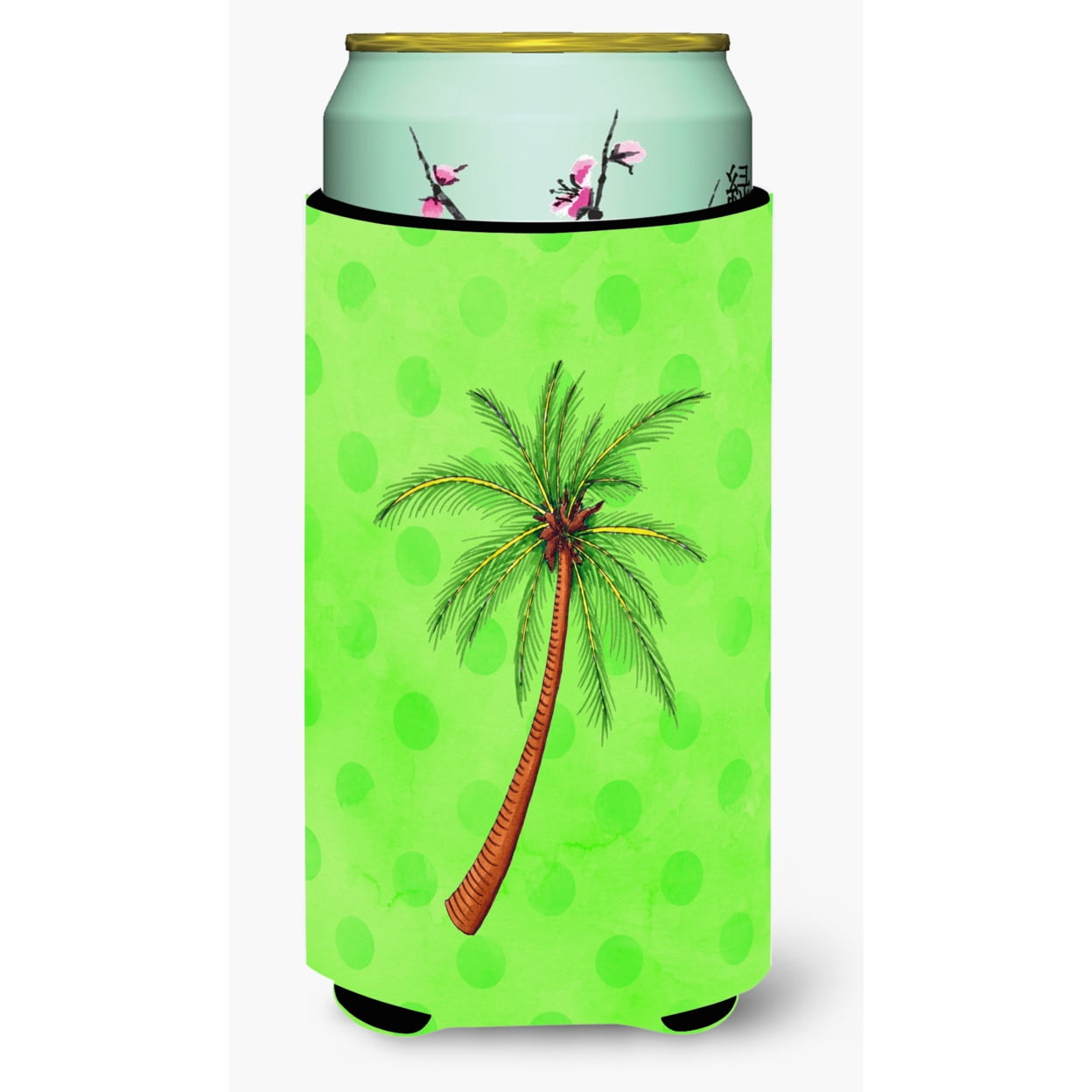 Palm Tree Green Polkadot Tall Boy Beverage Insulator Hugger