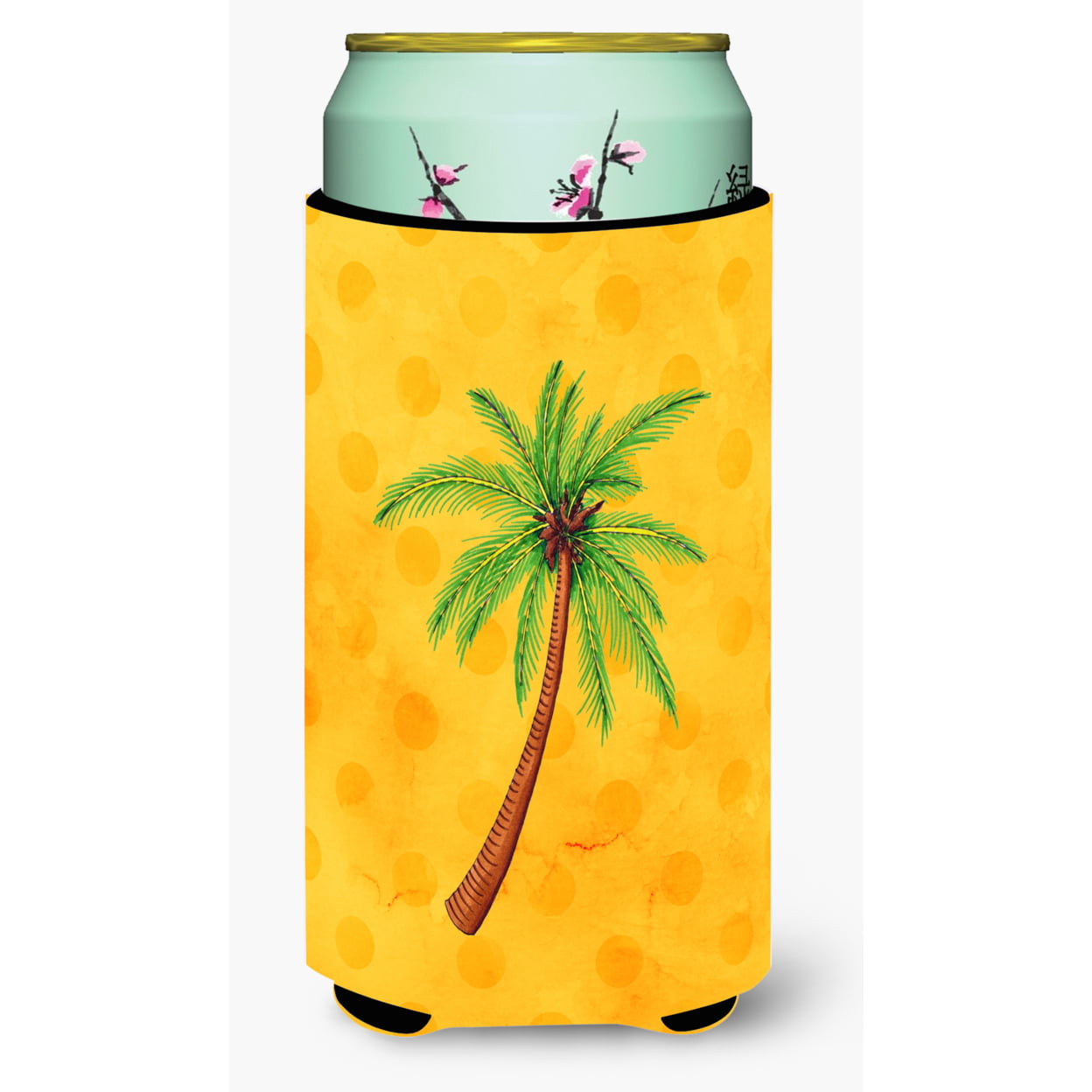 BB8167TBC Palm Tree Yellow Polkadot Tall Boy Beverage Insulator Hugger