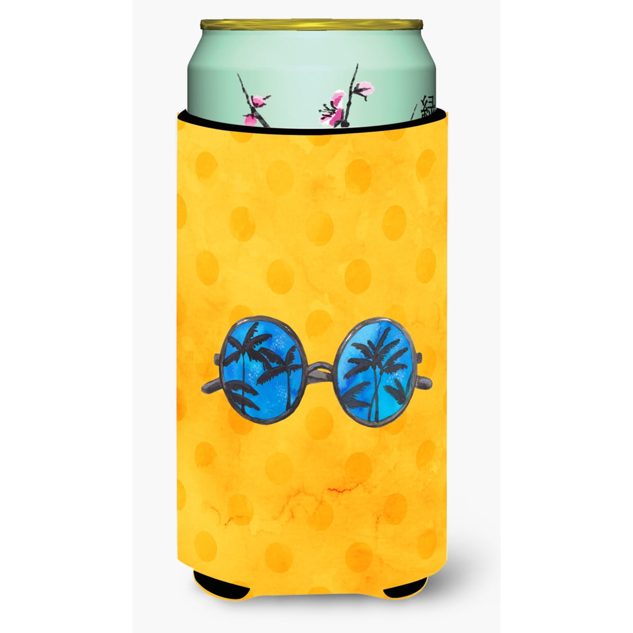 Sunglasses Yellow Polkadot Tall Boy Beverage Insulator Hugger - Yellow