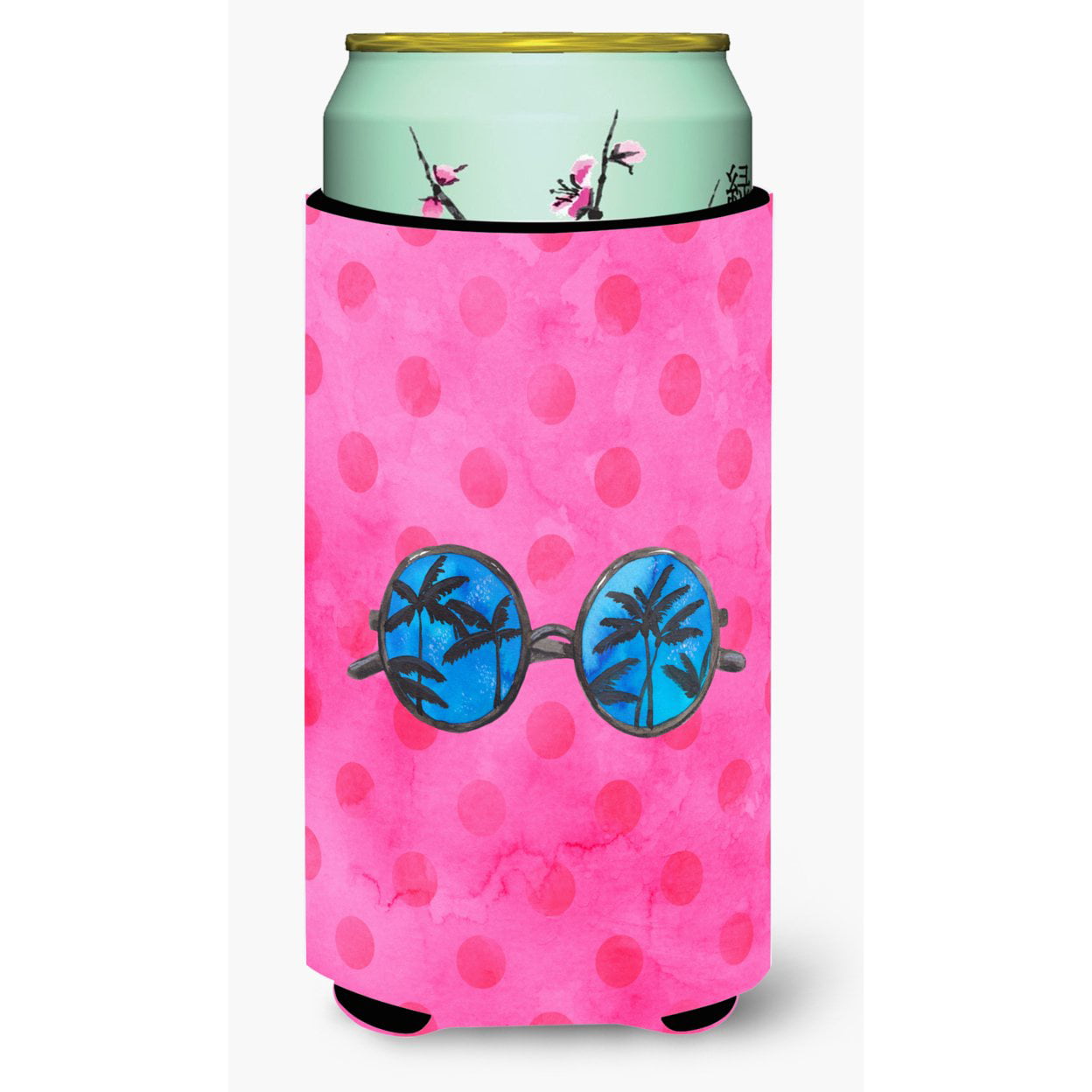 Sunglasses Pink Polkadot Tall Boy Beverage Insulator Hugger