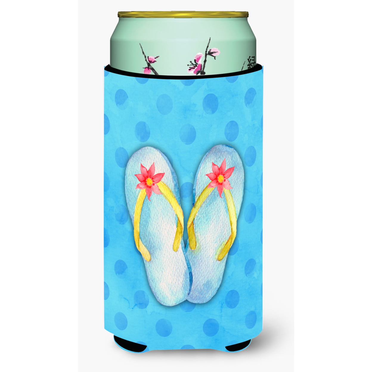 Flip Flops Blue Polkadot Tall Boy Beverage Insulator Hugger