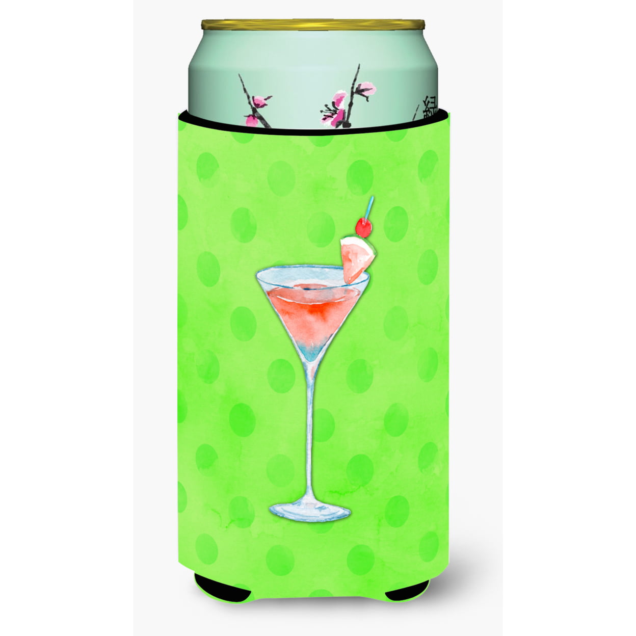 Summer Martini Green Polkadot Tall Boy Beverage Insulator Hugger - Green
