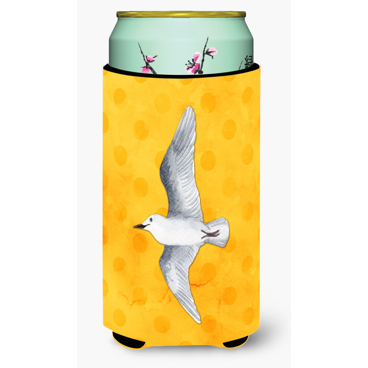 Sea Gull Yellow Polkadot Tall Boy Beverage Insulator Hugger - Yellow