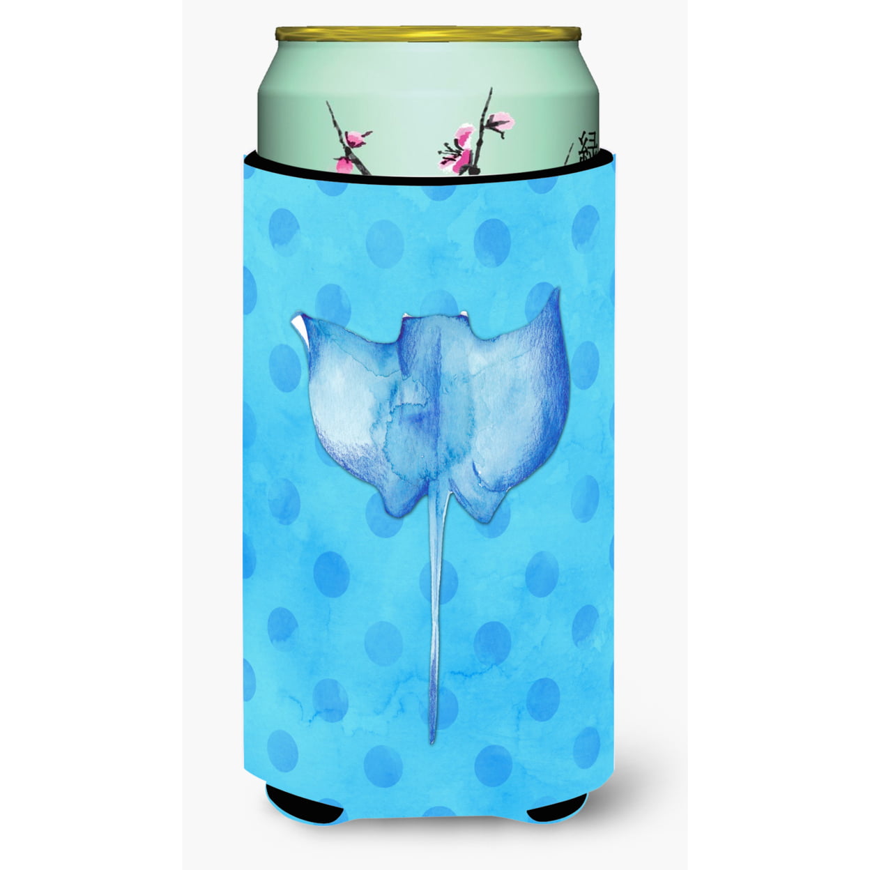 Sting Ray Blue Polkadot Tall Boy Beverage Insulator Hugger - Blue