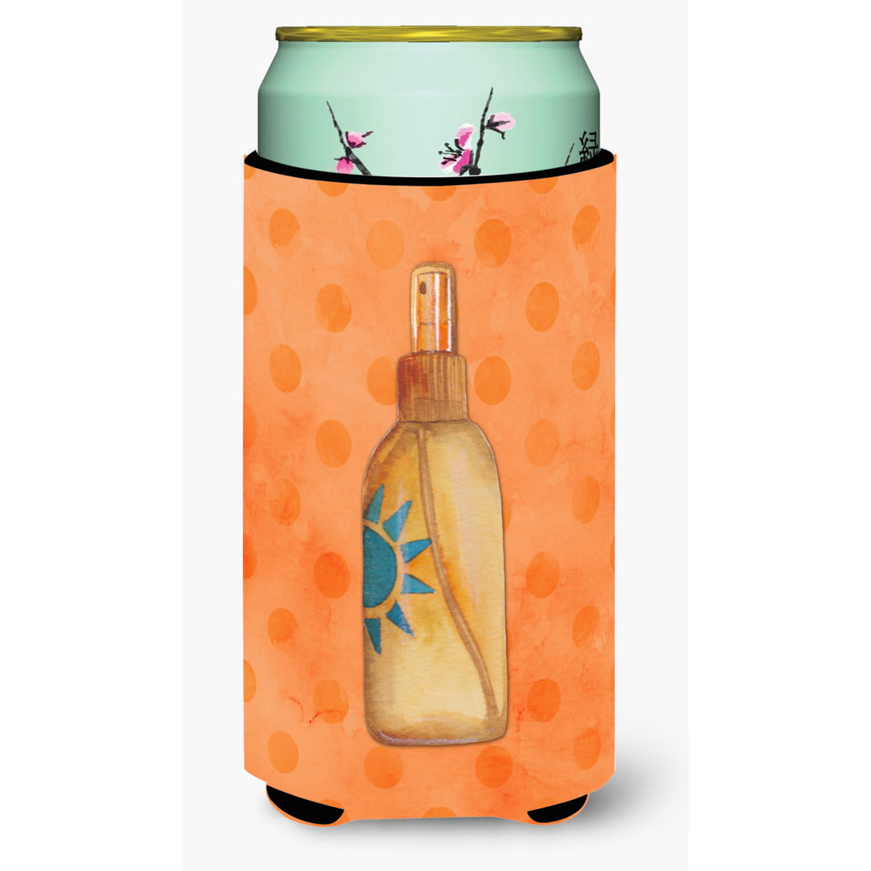 Message in a Bottle Orange Polkadot Tall Boy Beverage Insulator Hugger - Orange