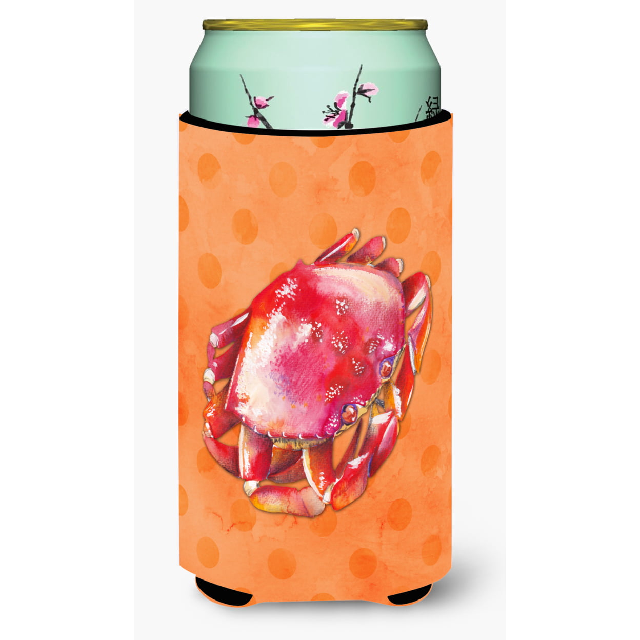Crab Orange Polkadot Tall Boy Beverage Insulator Hugger - Orange