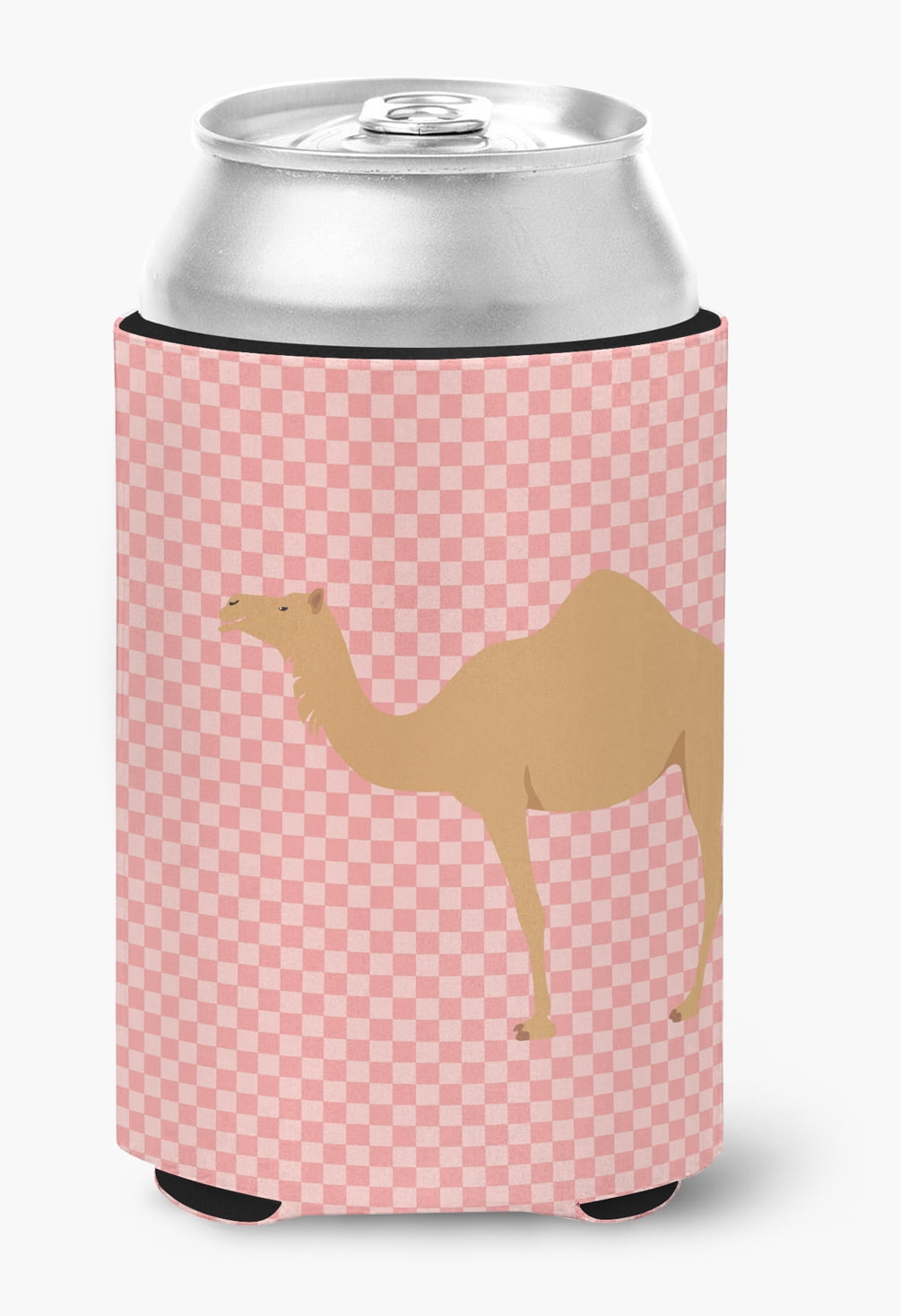Arabian Camel Dromedary Pink Check Can or Bottle Hugger - Pink