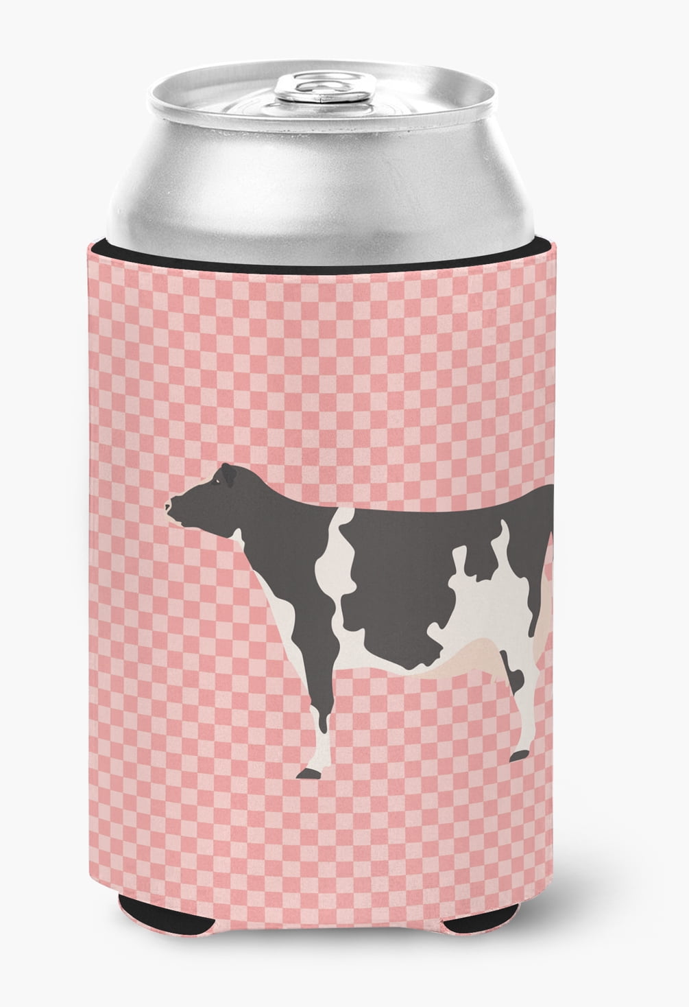 Holstein Cow Pink Check Can or Bottle Hugger - Pink