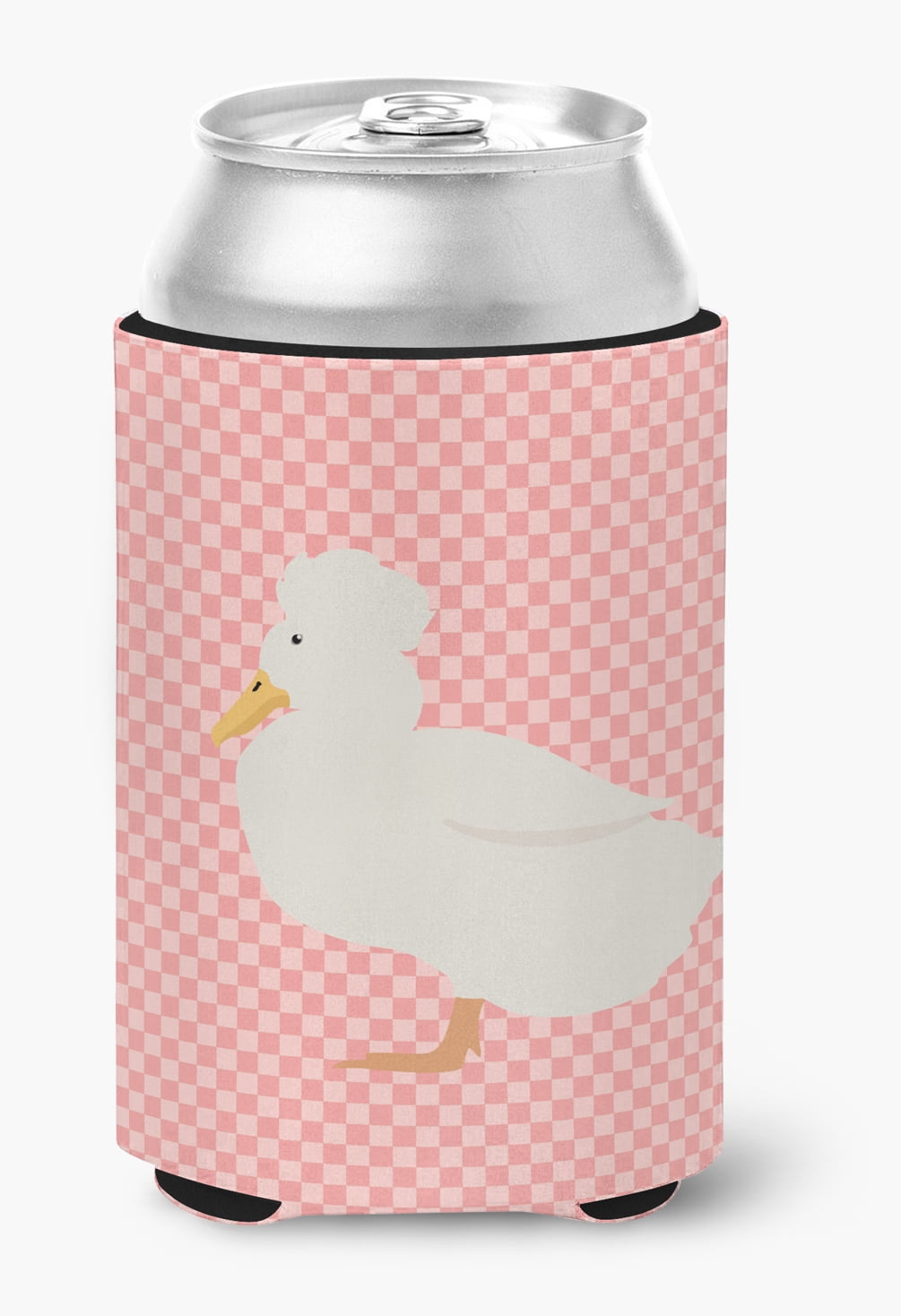 Crested Duck Pink Check Can or Bottle Hugger - Pink