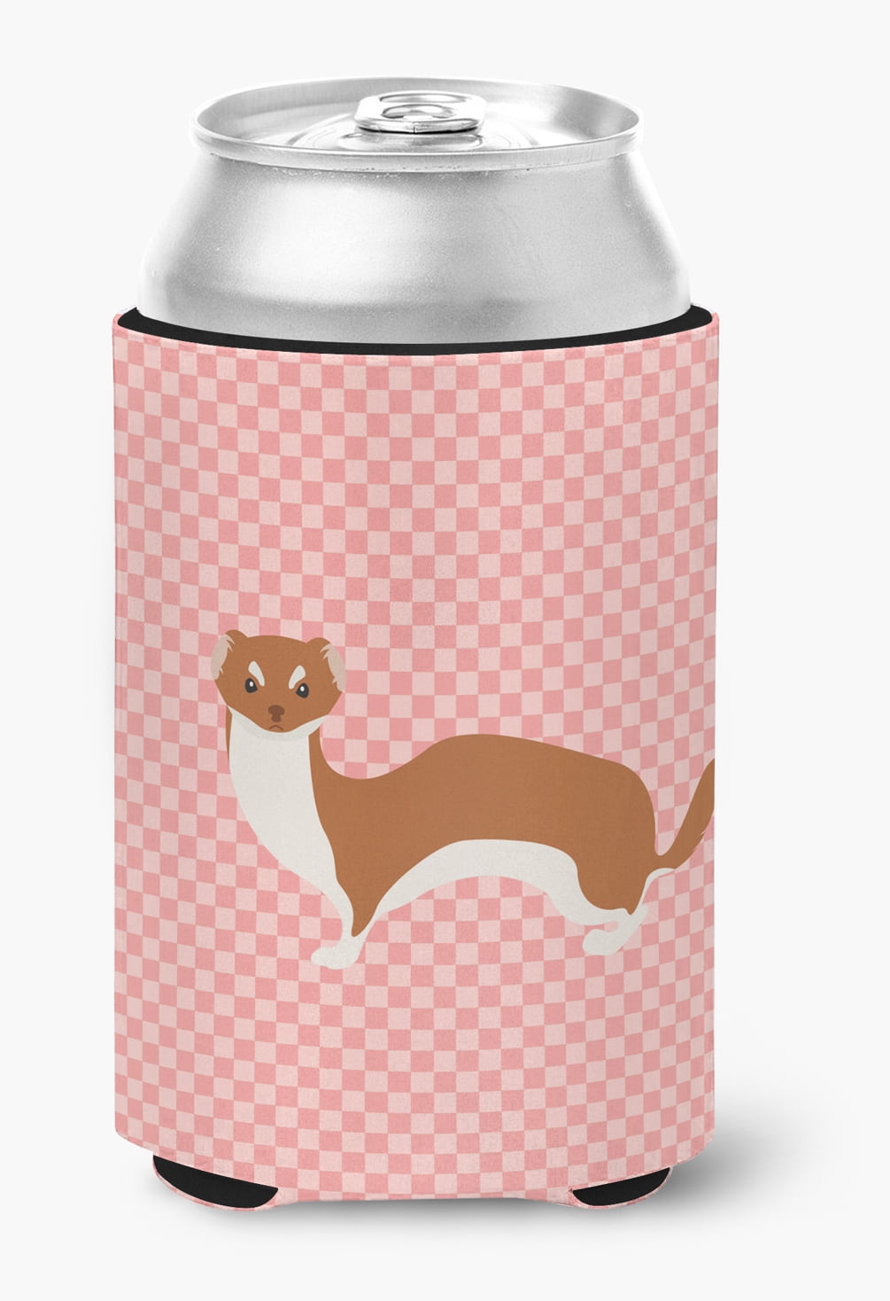 Weasel Pink Check Can or Bottle Hugger - Pink