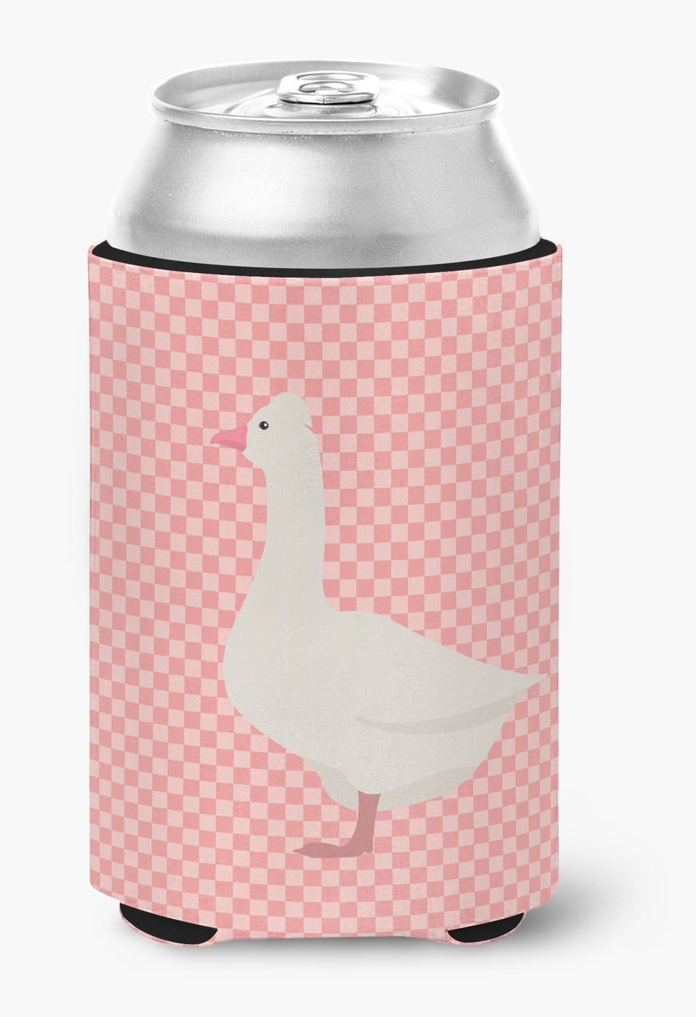 BB7898CC Roman Goose Pink Check Can or Bottle Hugger