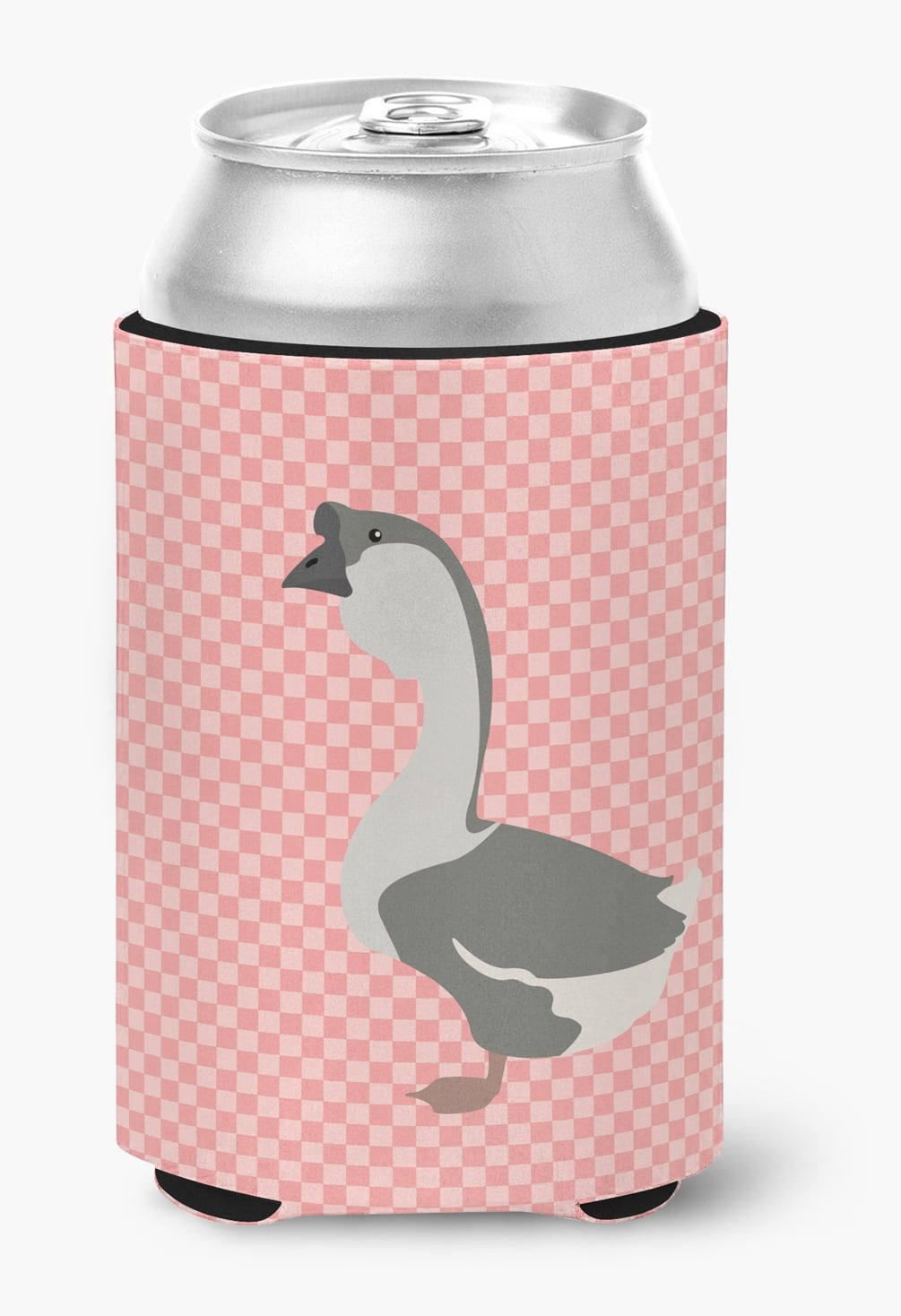 African Goose Pink Check Can or Bottle Hugger - Pink