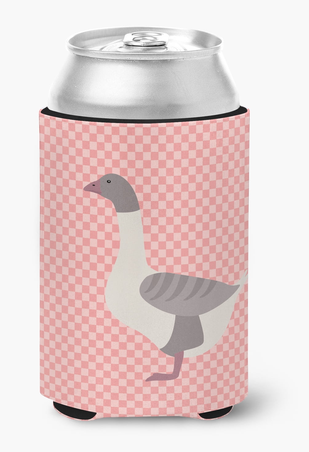 Buff Grey Back Goose Pink Check Can or Bottle Hugger - Pink
