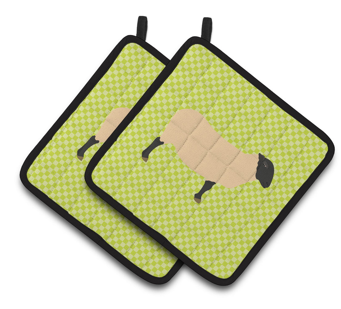 BB7798PTHD Suffolk Sheep Green Pair of Pot Holders