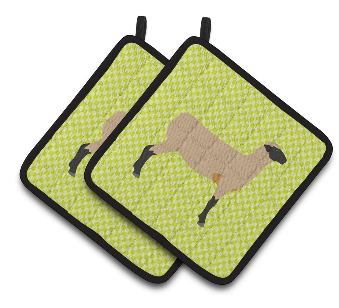 BB7802PTHD Hampshire Down Sheep Green Pair of Pot Holders
