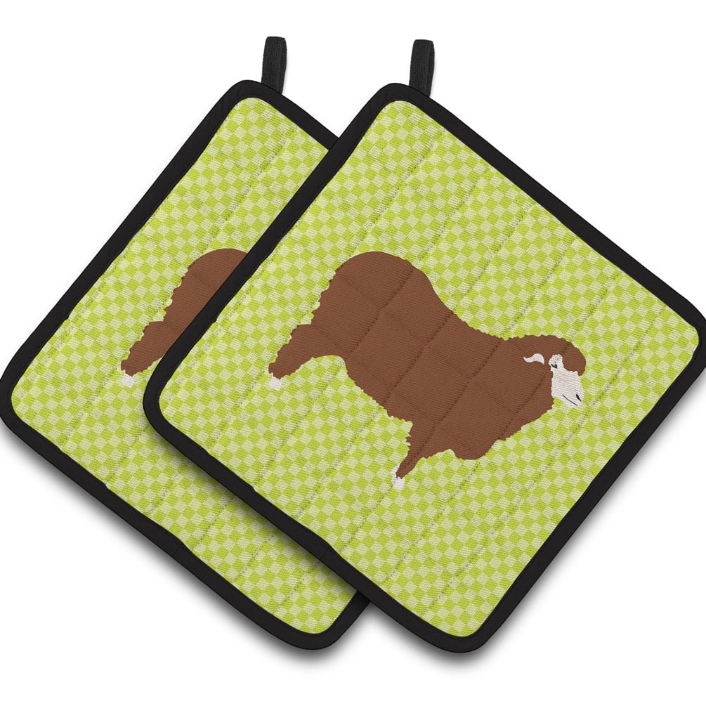 BB7807PTHD Merino Sheep Green Pair of Pot Holders