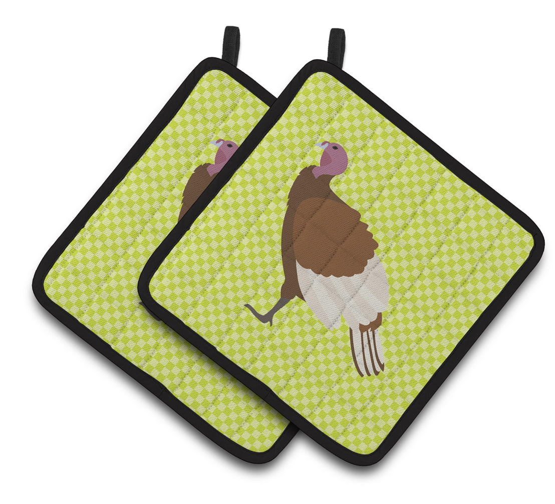 BB7808PTHD Bourbon Red Turkey Hen Green Pair of Pot Holders