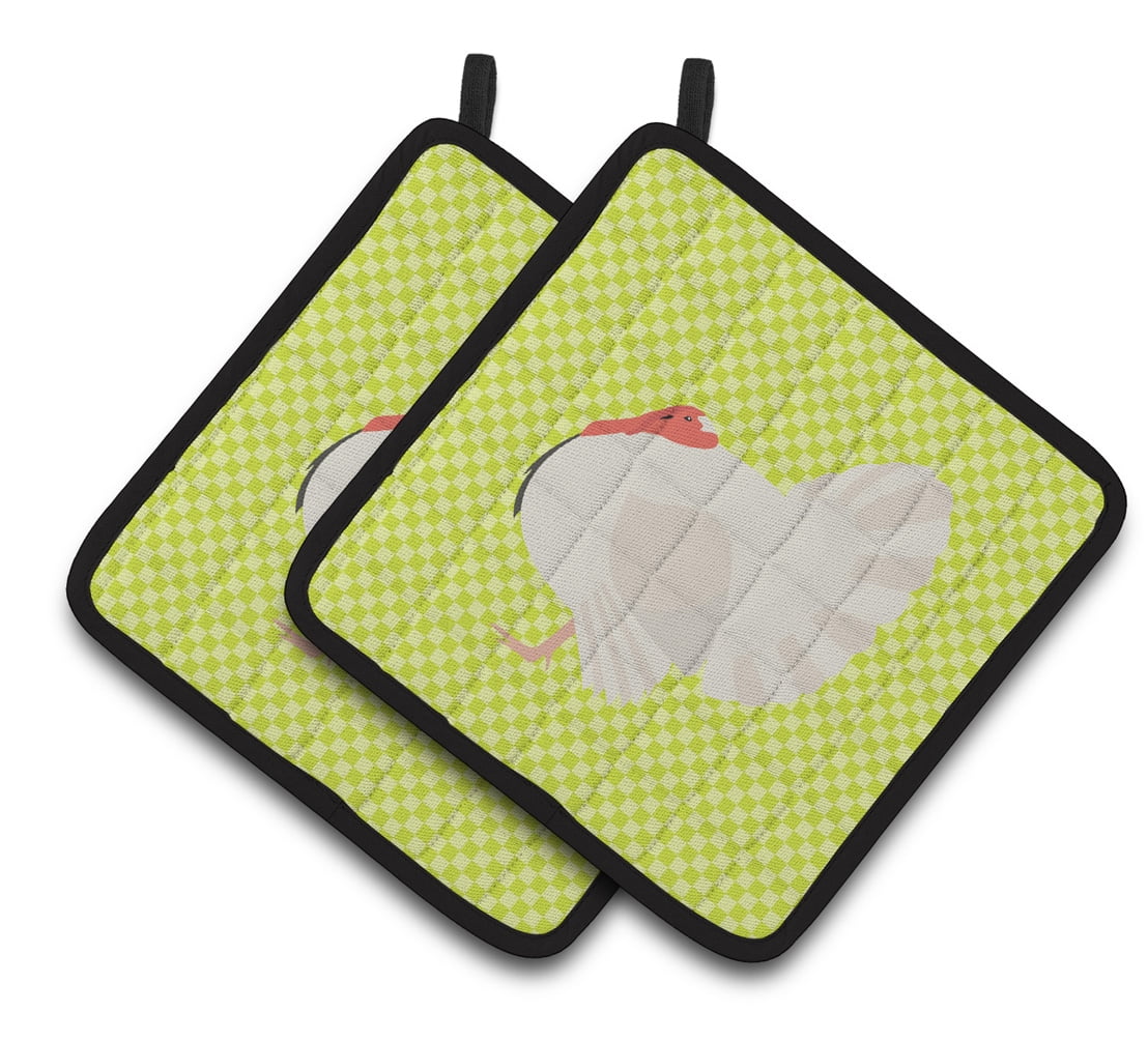 White Holland Turkey Green Pair of Pot Holders