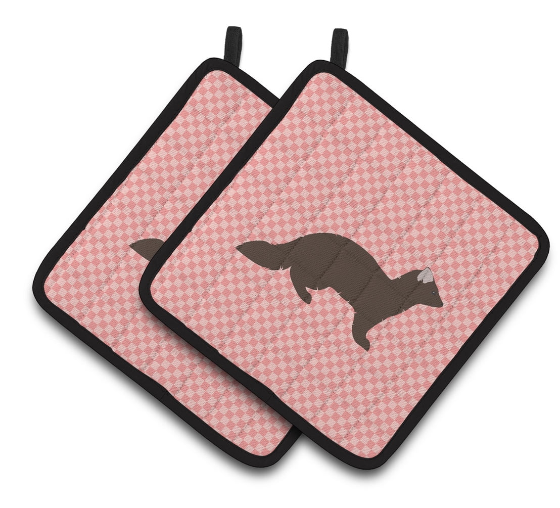 Sable Marten Pink Check Pair of Pot Holders - Pink